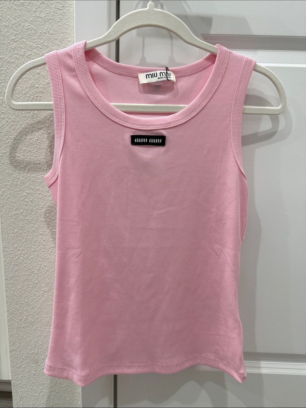 Light Pink Logo Muscle Tank Top Ribbed Medium BNWT Trendy Summer